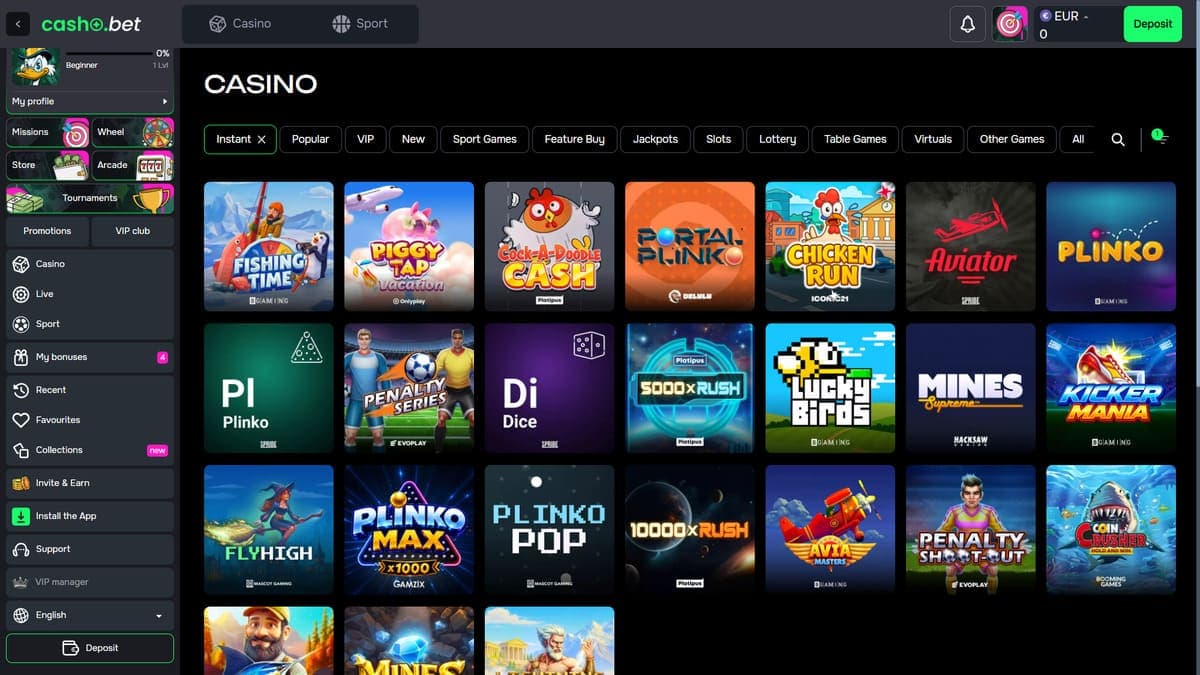 Instant games Cashobet Casino