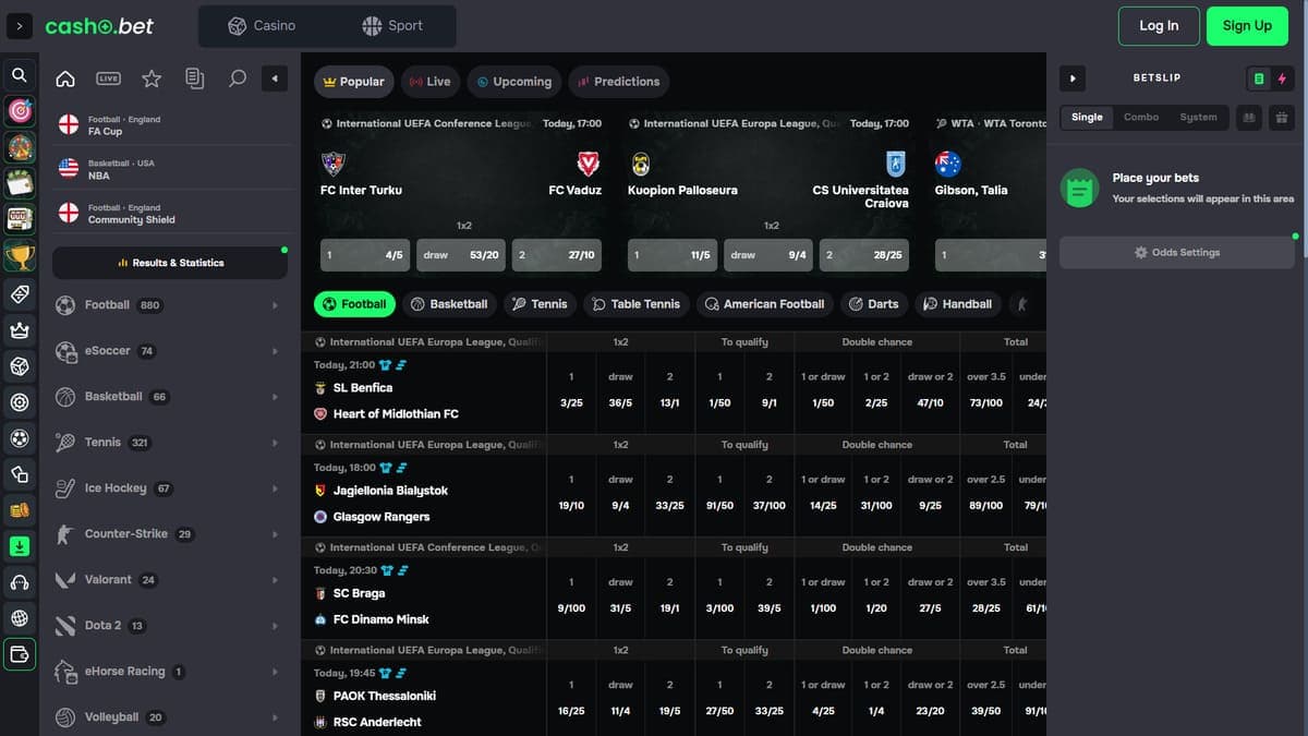 Sports betting Cashobet Casino