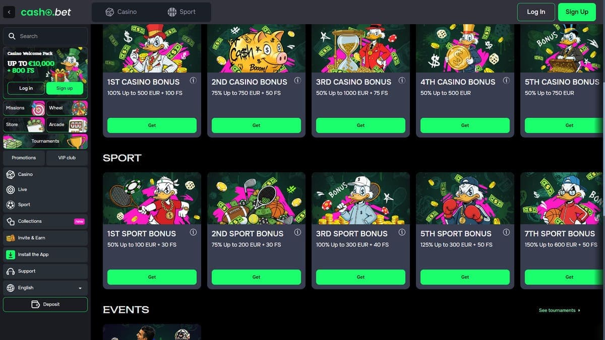Sports bonus Cashobet Casino