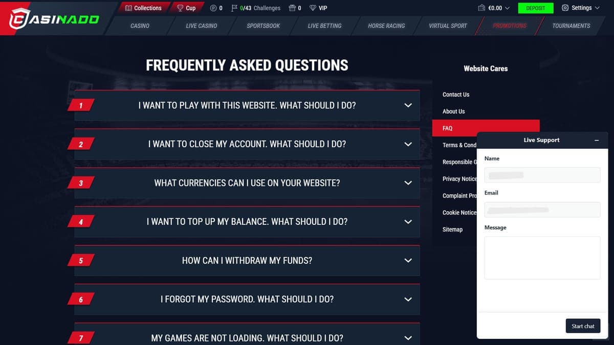 FAQ Casinado Casino