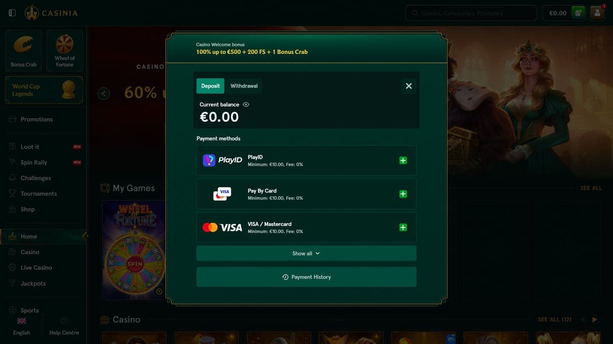 Deposit Casinia Casino