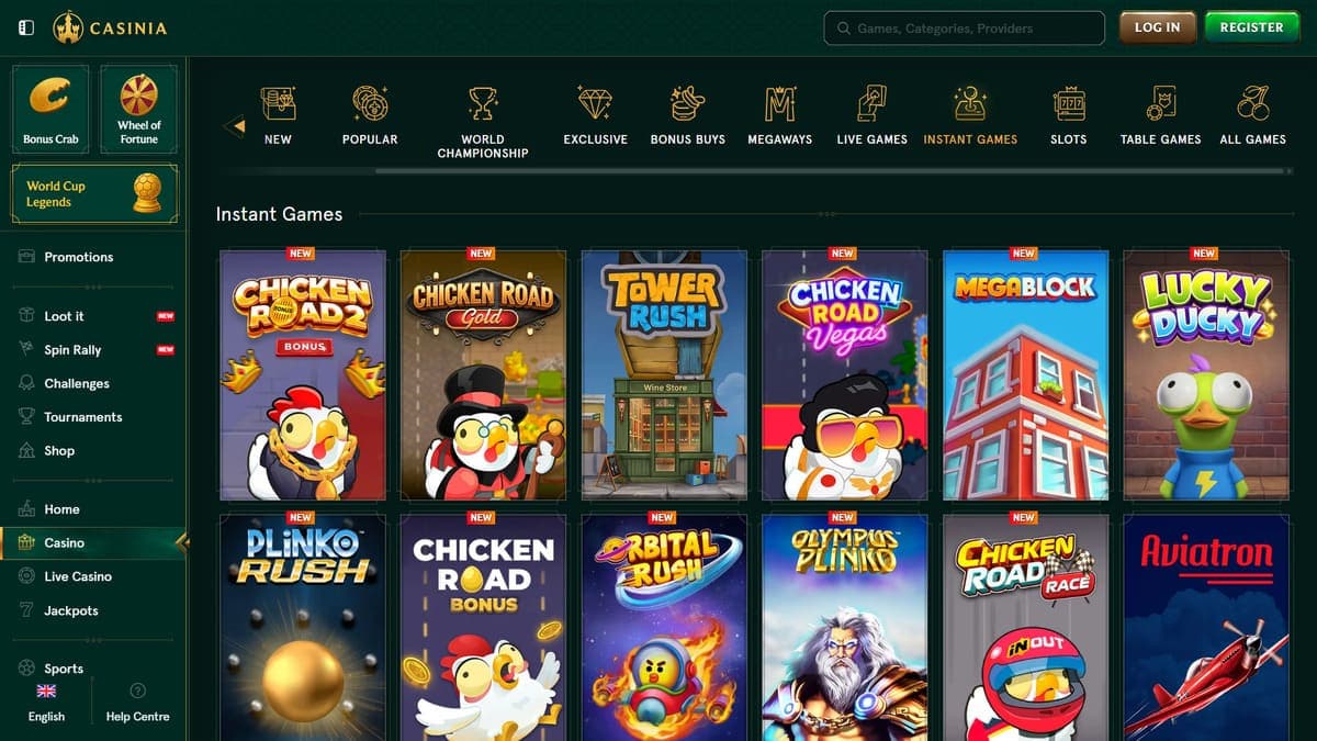 Instant games Casinia Casino