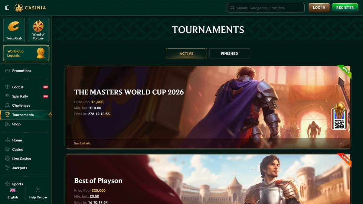 Tournaments Casinia Casino
