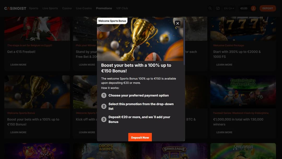 Sports bonus Casinoist Casino