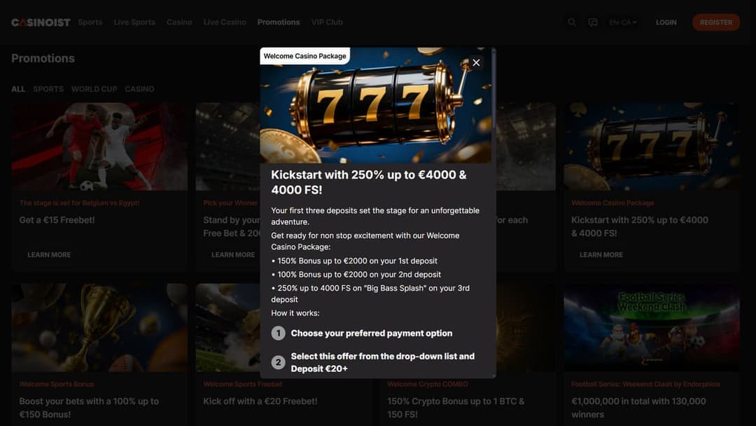 Welcome bonus Casinoist Casino