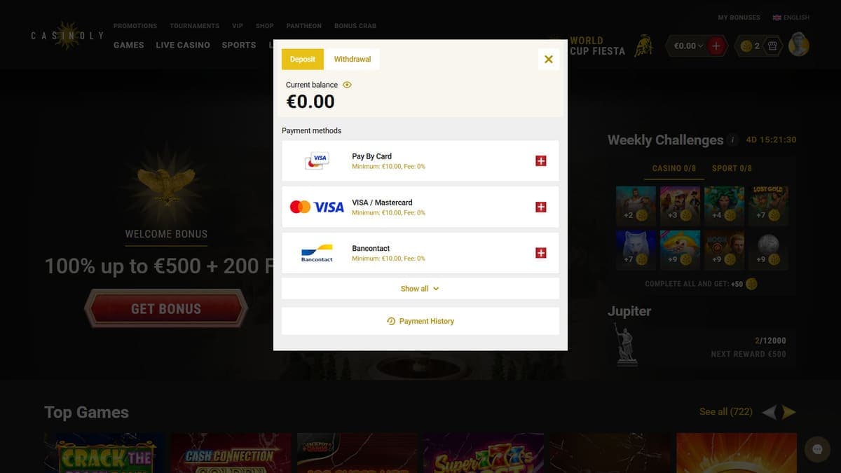 Deposit Casinoly Casino