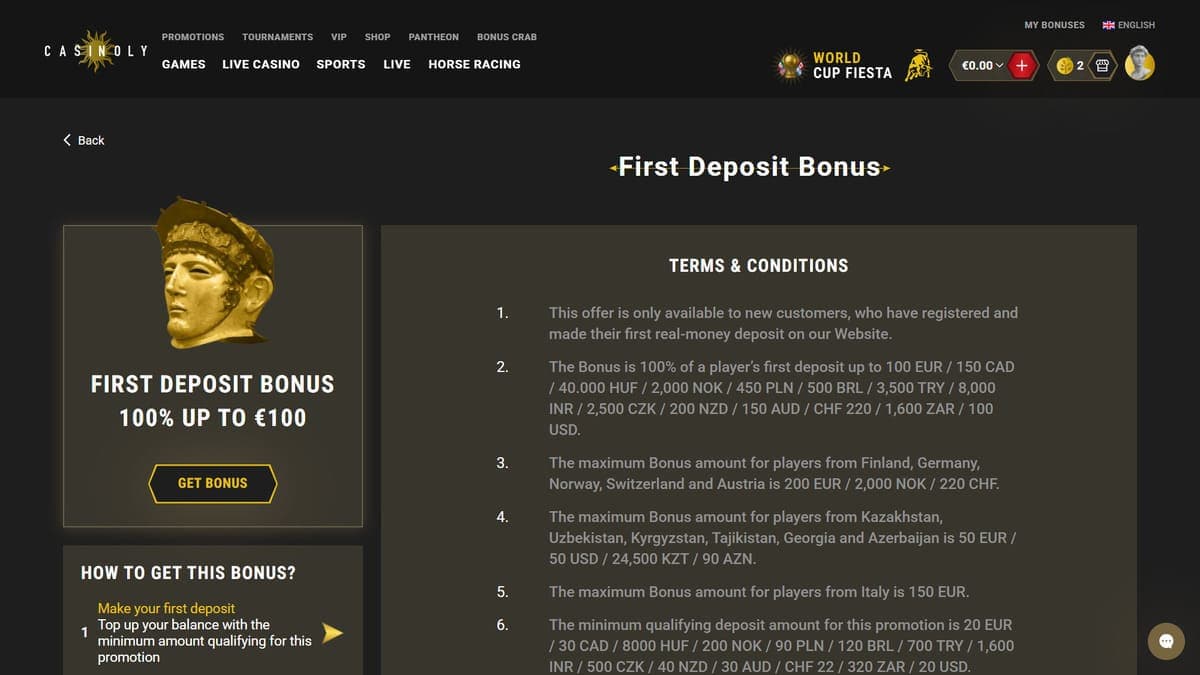 First deposit bonus Casinoly Casino