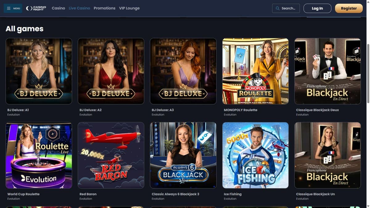 Live Casino Night Casino