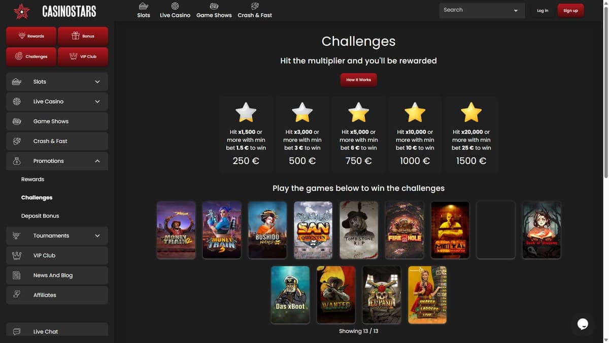 Challenges Casinostars Casino