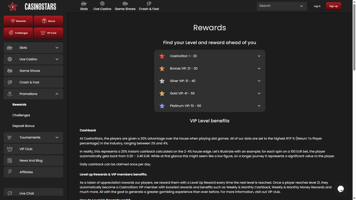 Rewards Casinostars Casino