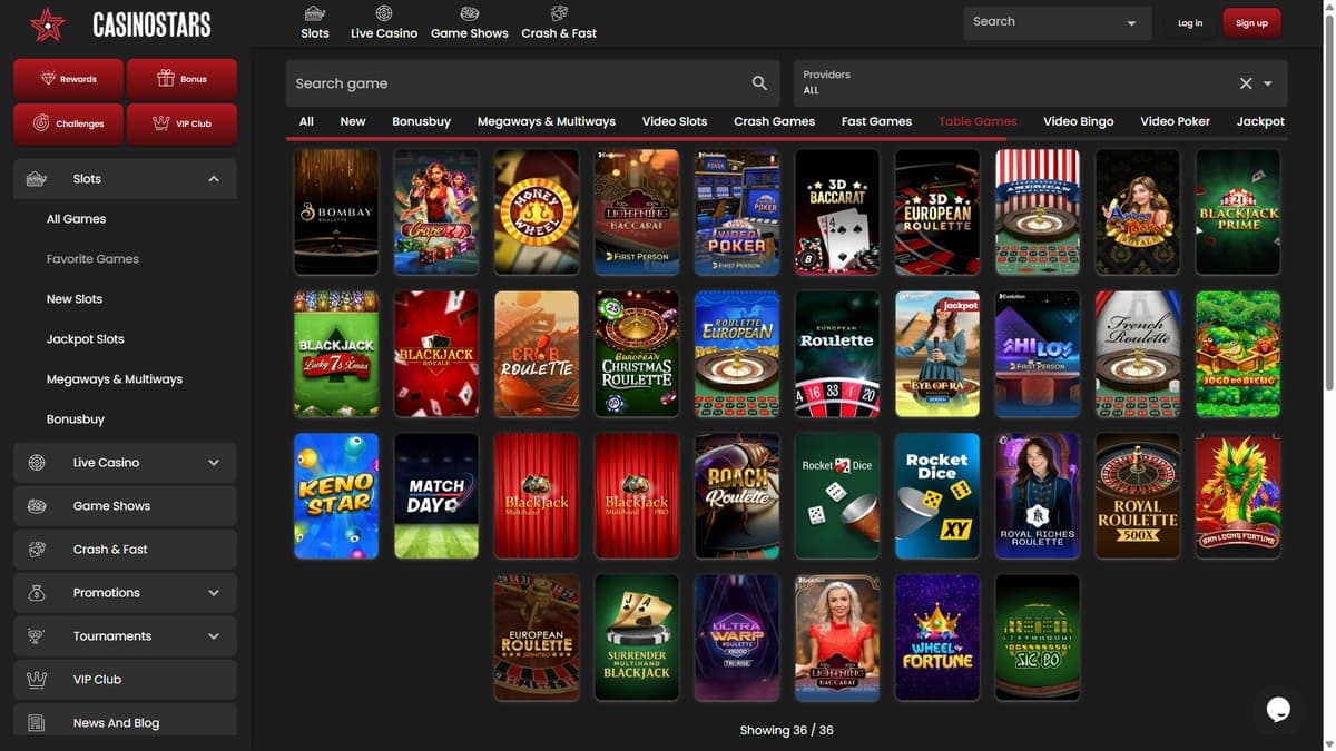 Table games Casinostars Casino