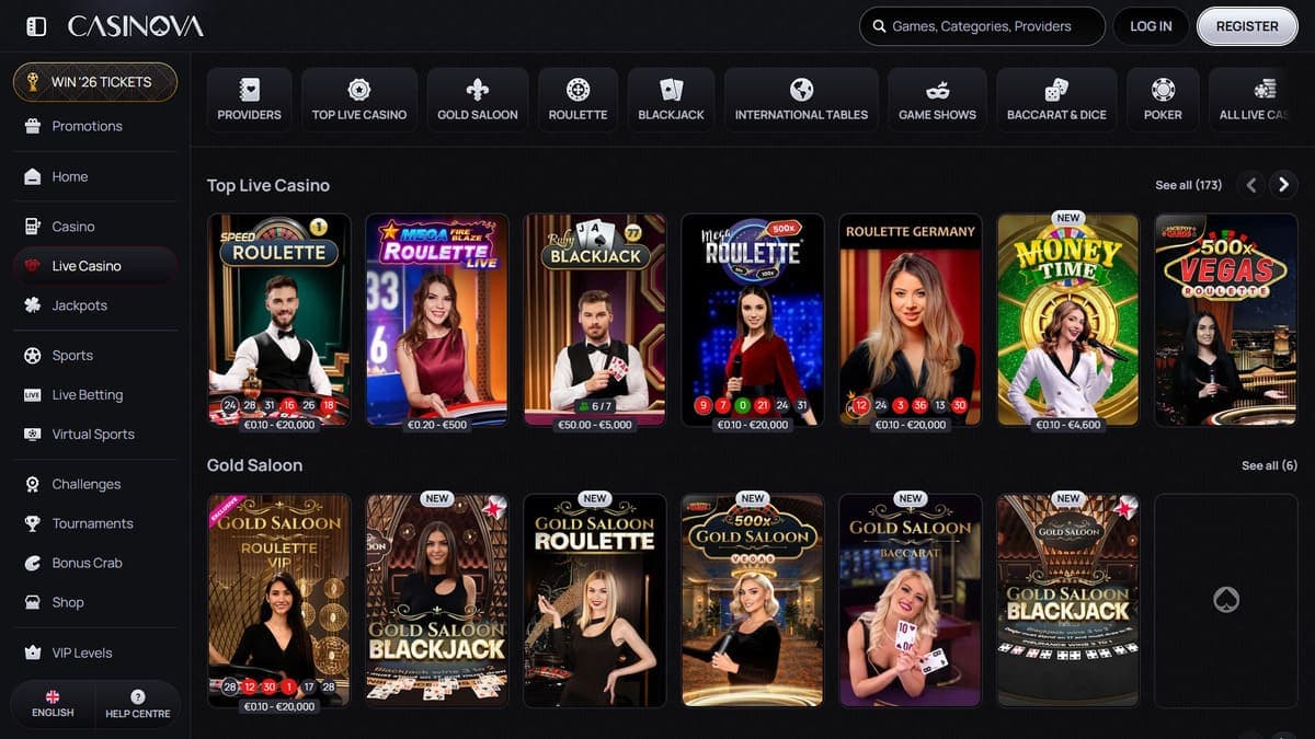Best live Casinova Casino