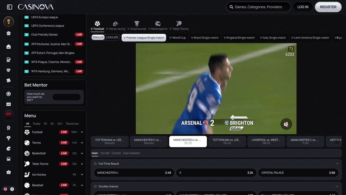 Virtual sports Casinova Casino