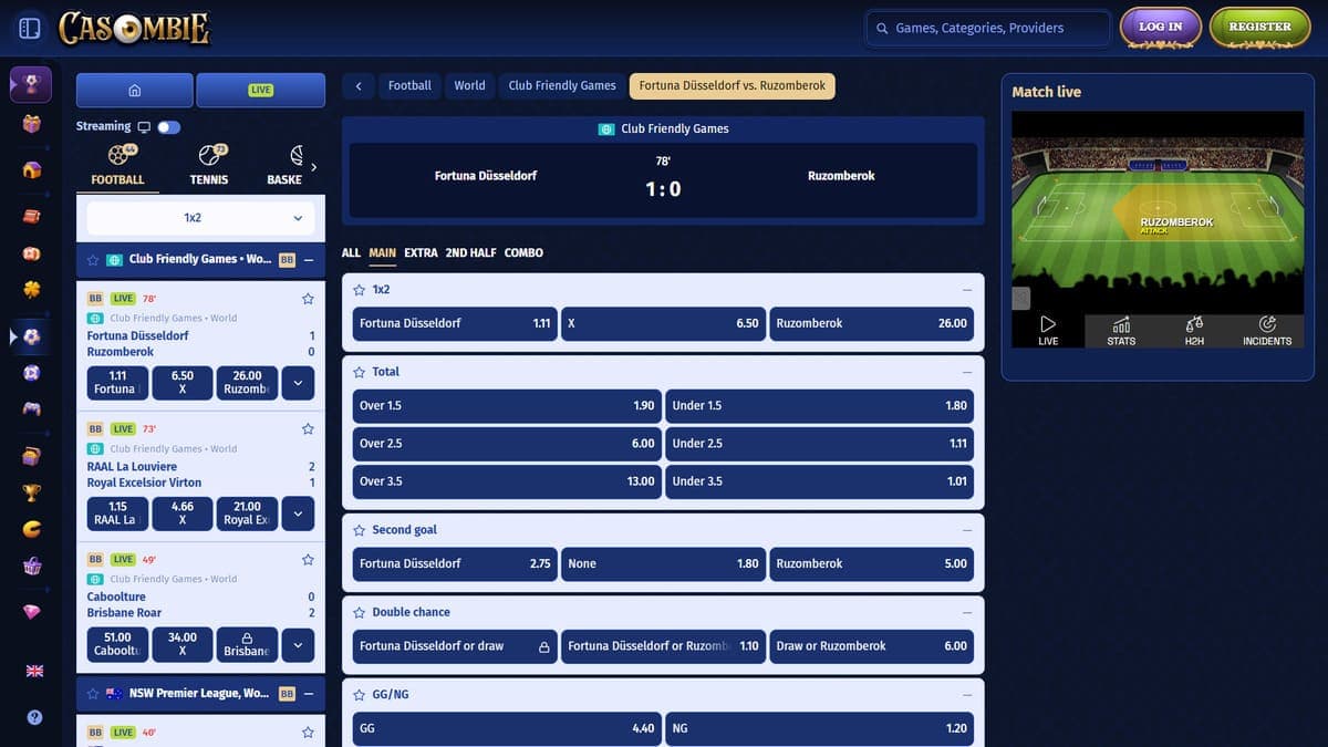 Live betting Casombie Casino