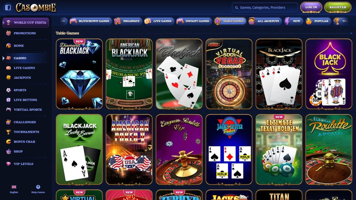 Table games Casombie Casino