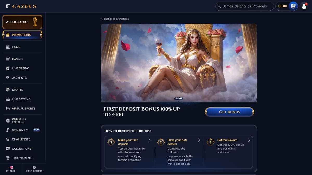 First deposit bonus Cazeus Casino
