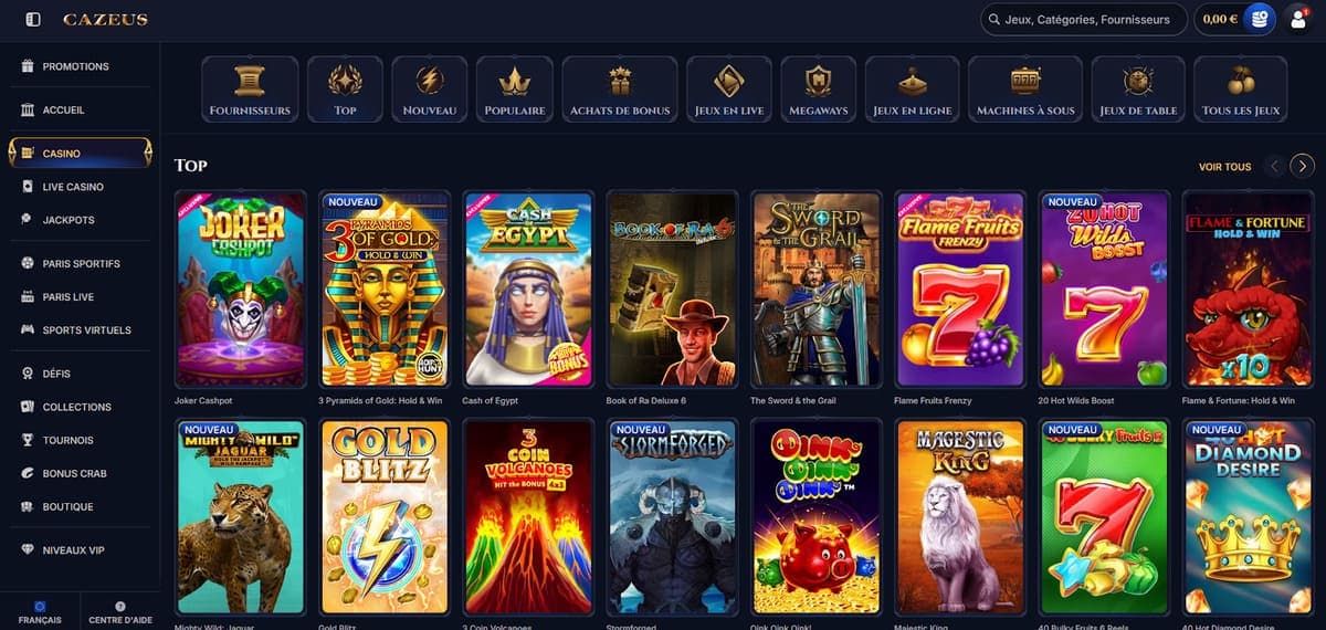 Slot machines Cazeus Casino