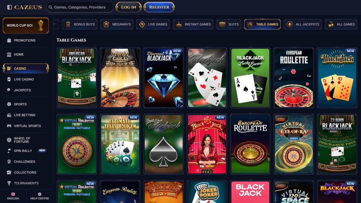 Table games Cazeus Casino