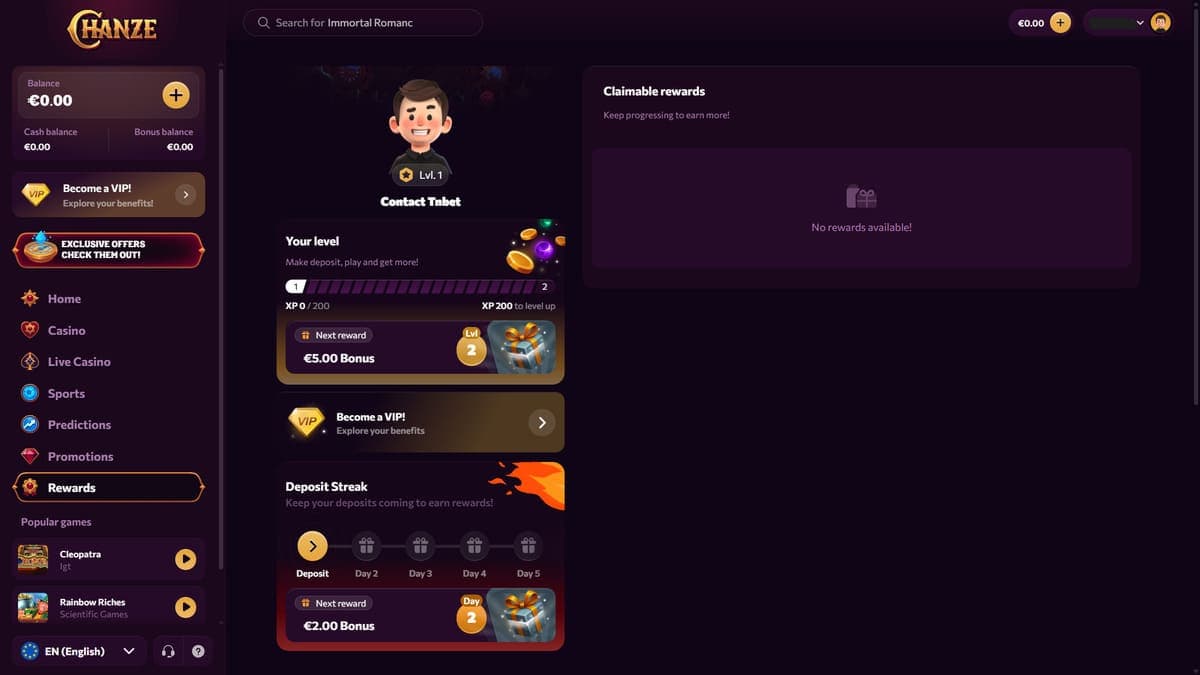 Rewards Chanze Casino