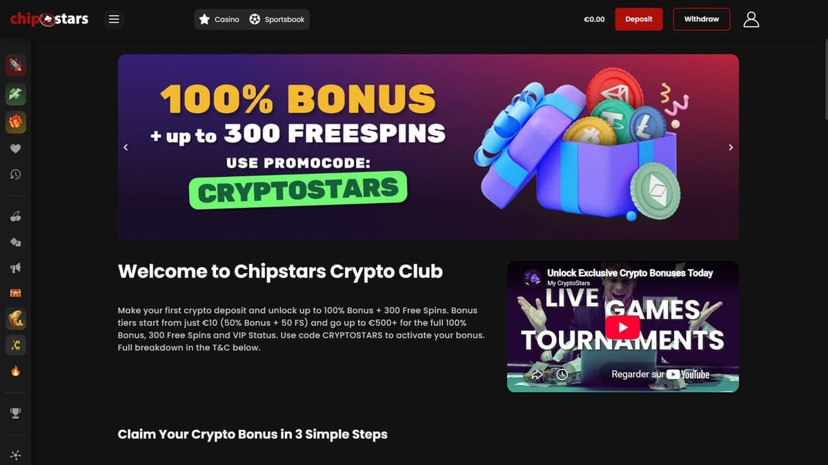 Crypto gift ChipStars Casino