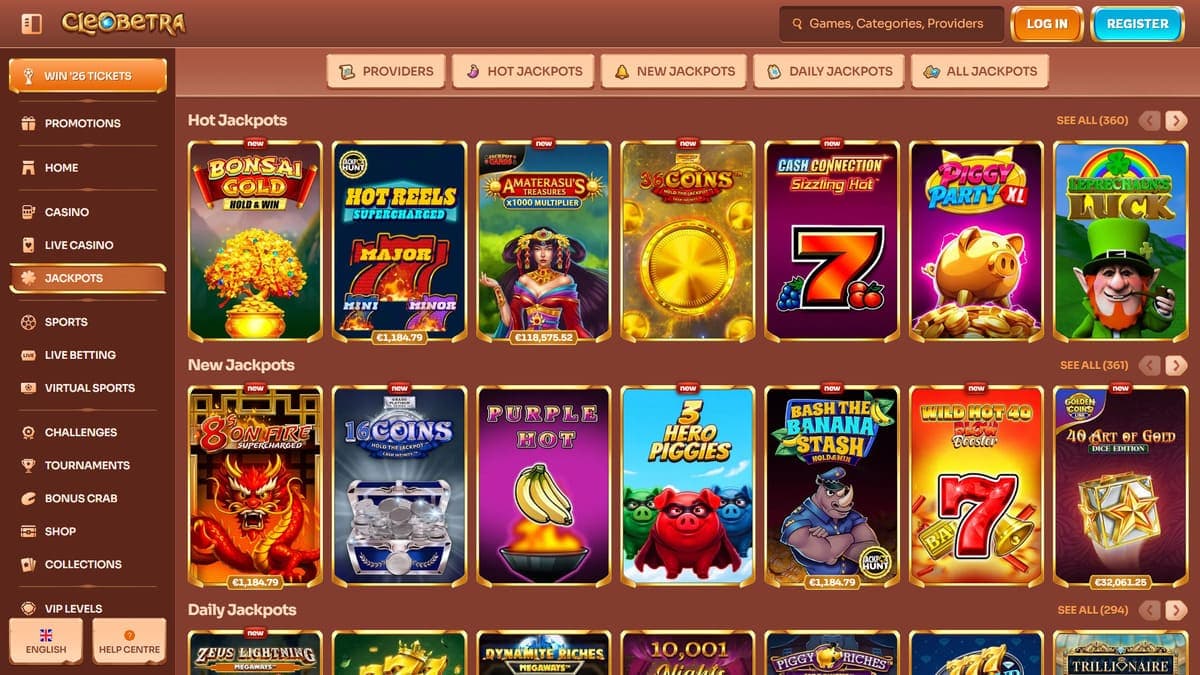 Hot jackpots Cleobetra Casino