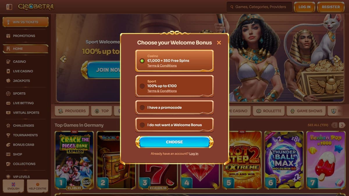 Registration Cleobetra Casino