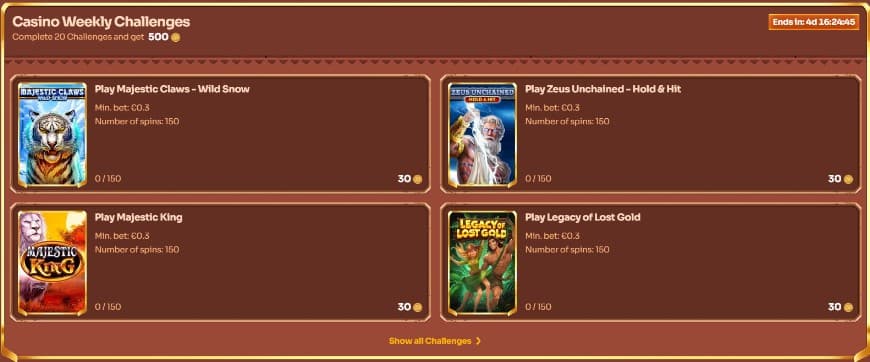 Weekly challenges Cleobetra Casino