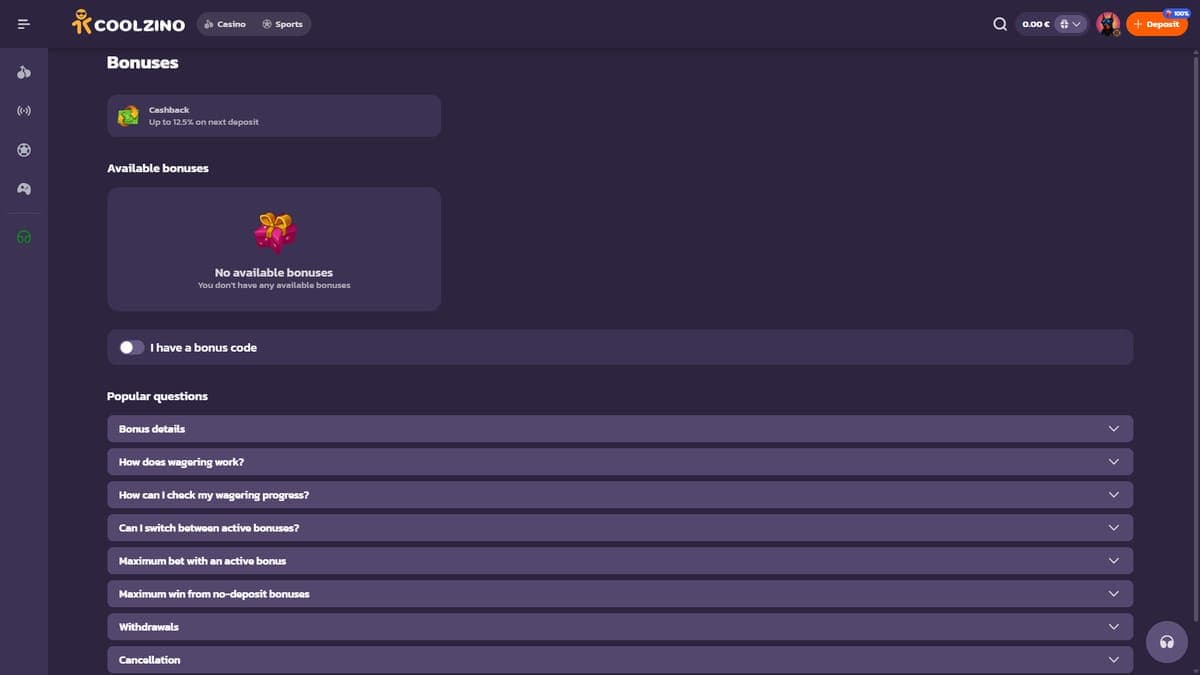Bonus centre Coolzino Casino