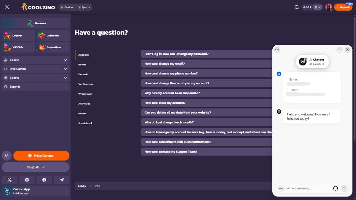 FAQ Coolzino Casino