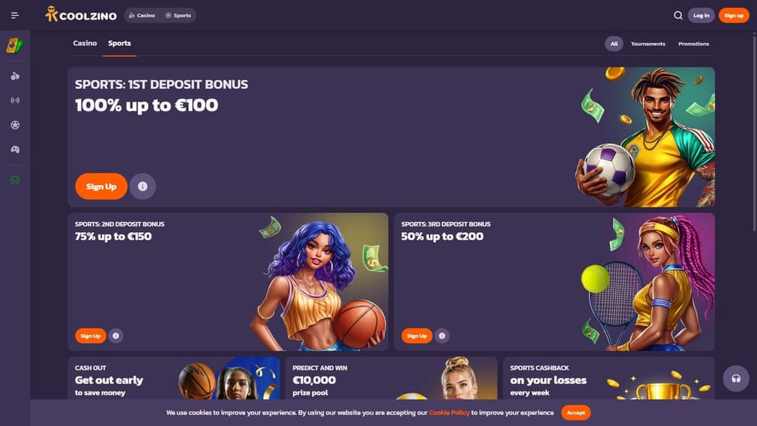 Sports welcome bonus Coolzino Casino