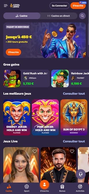 Coolzino casino application