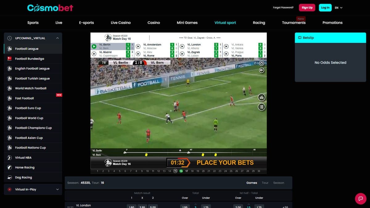 Virtual sports Cosmobet Casino