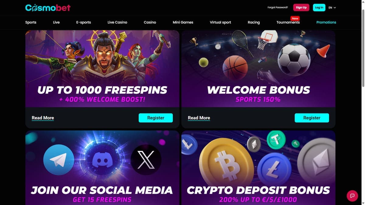 Welcome bonus Cosmobet Casino