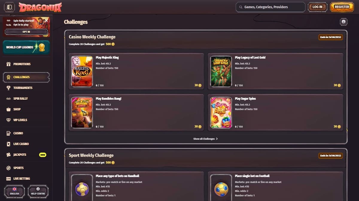 Challenges Dragonia Casino