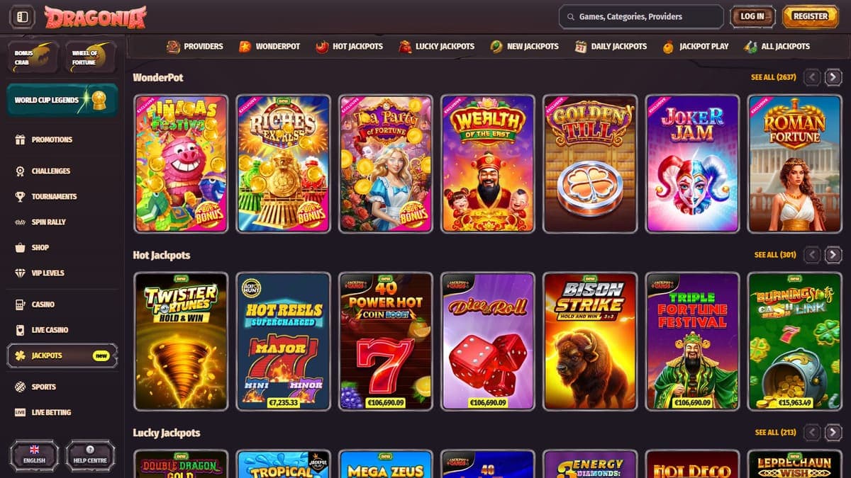 Hot Jackpots Dragonia Casino