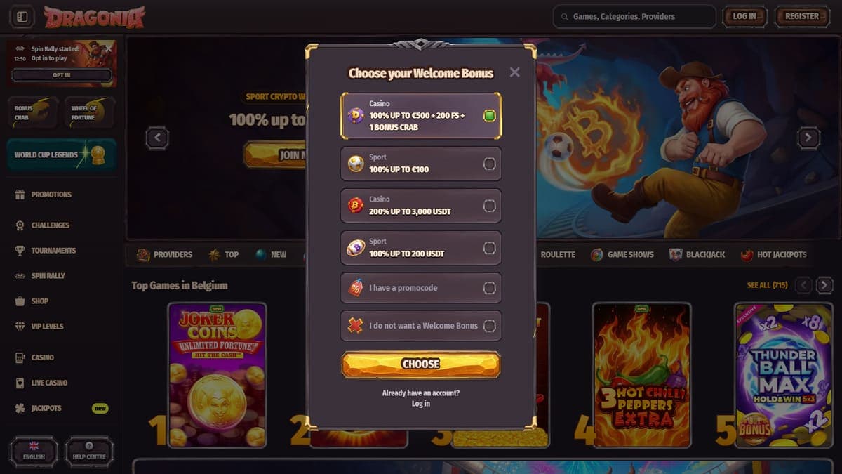 Registration Dragonia Casino