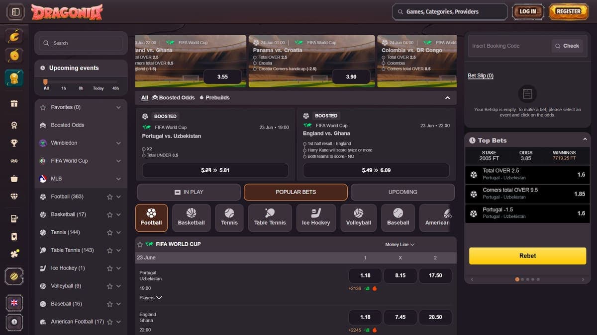 Sports betting Dragonia Casino