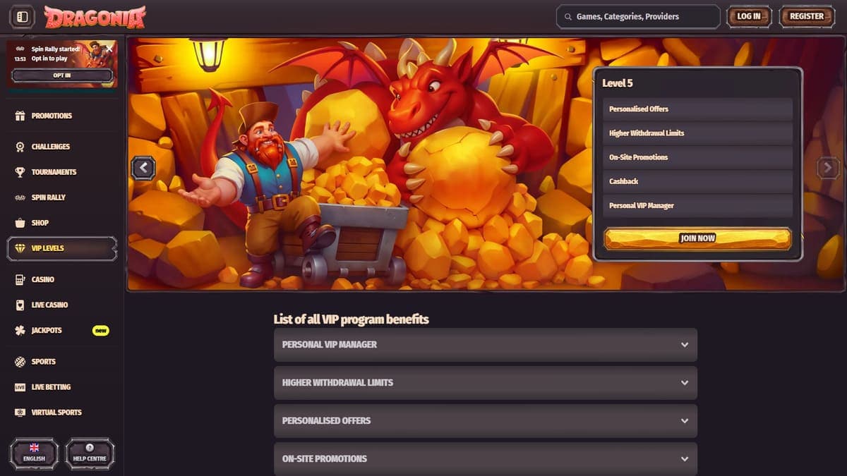 VIP Programme Dragonia Casino
