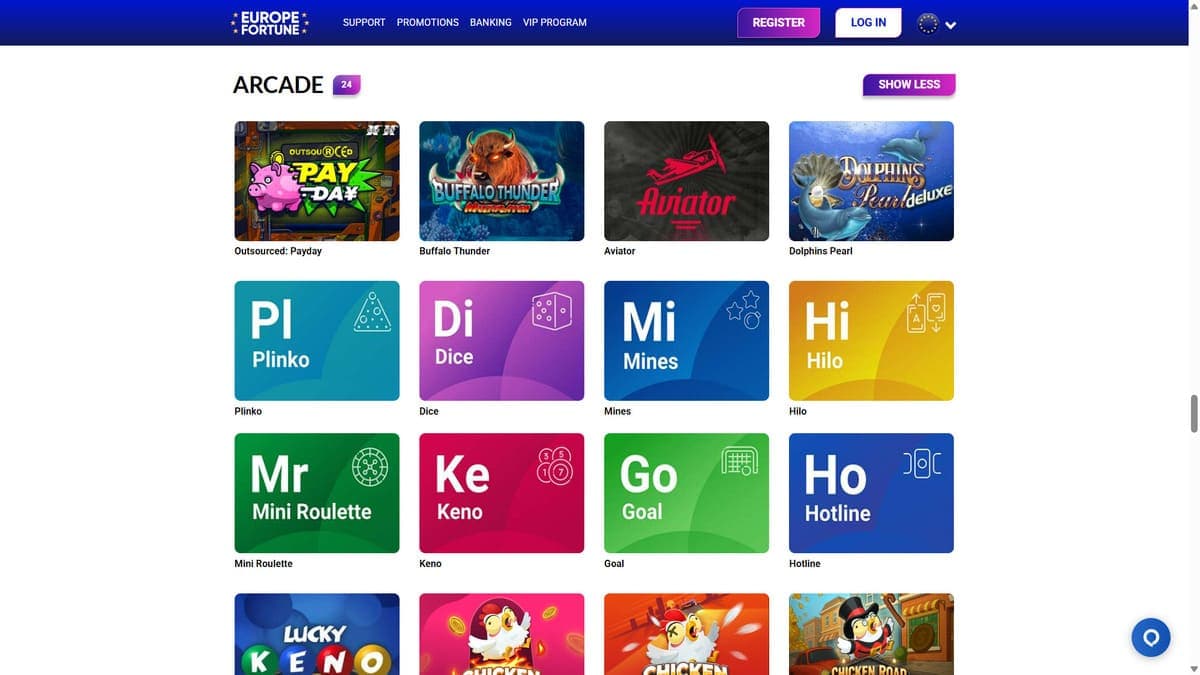 Arcade Europe Fortune Casino