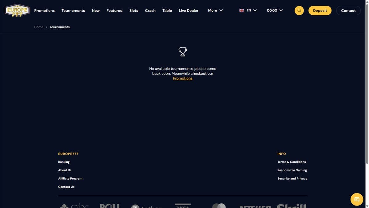 Tournaments Europe777 Casino