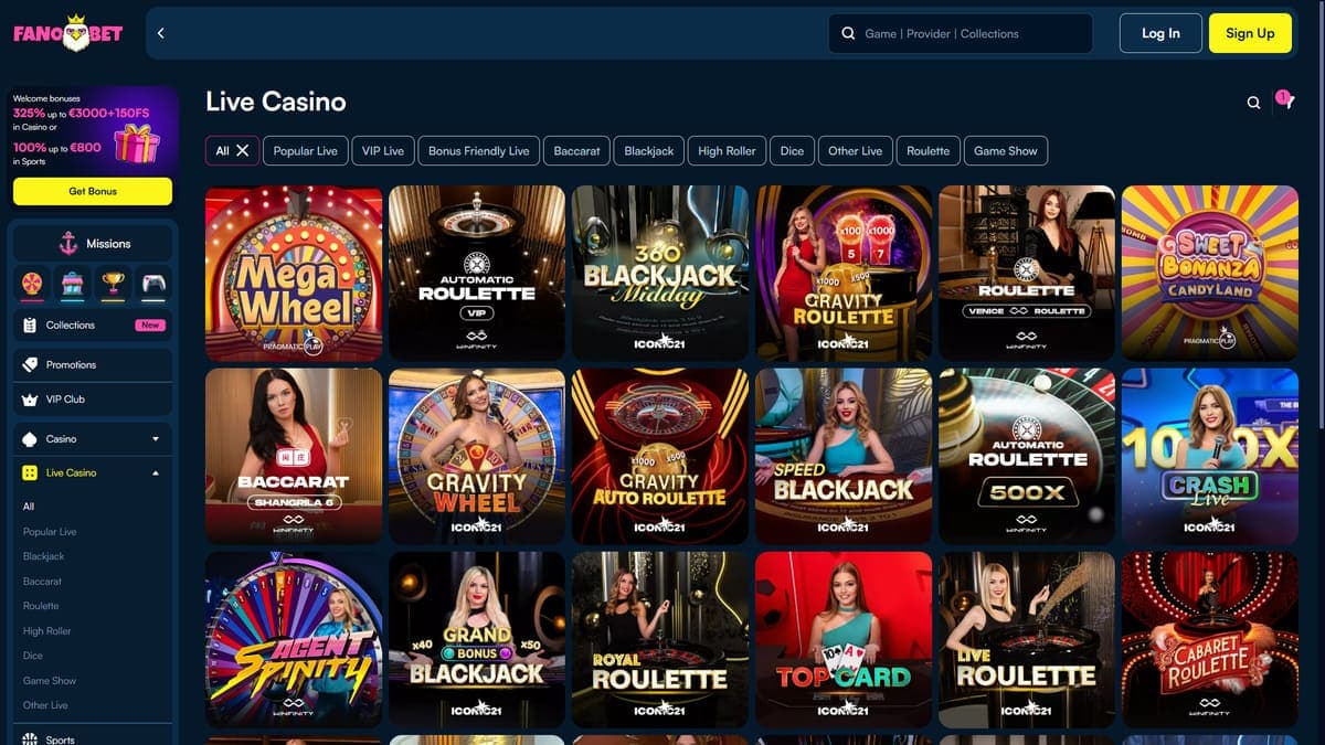 Live Casino Fanobet Casino