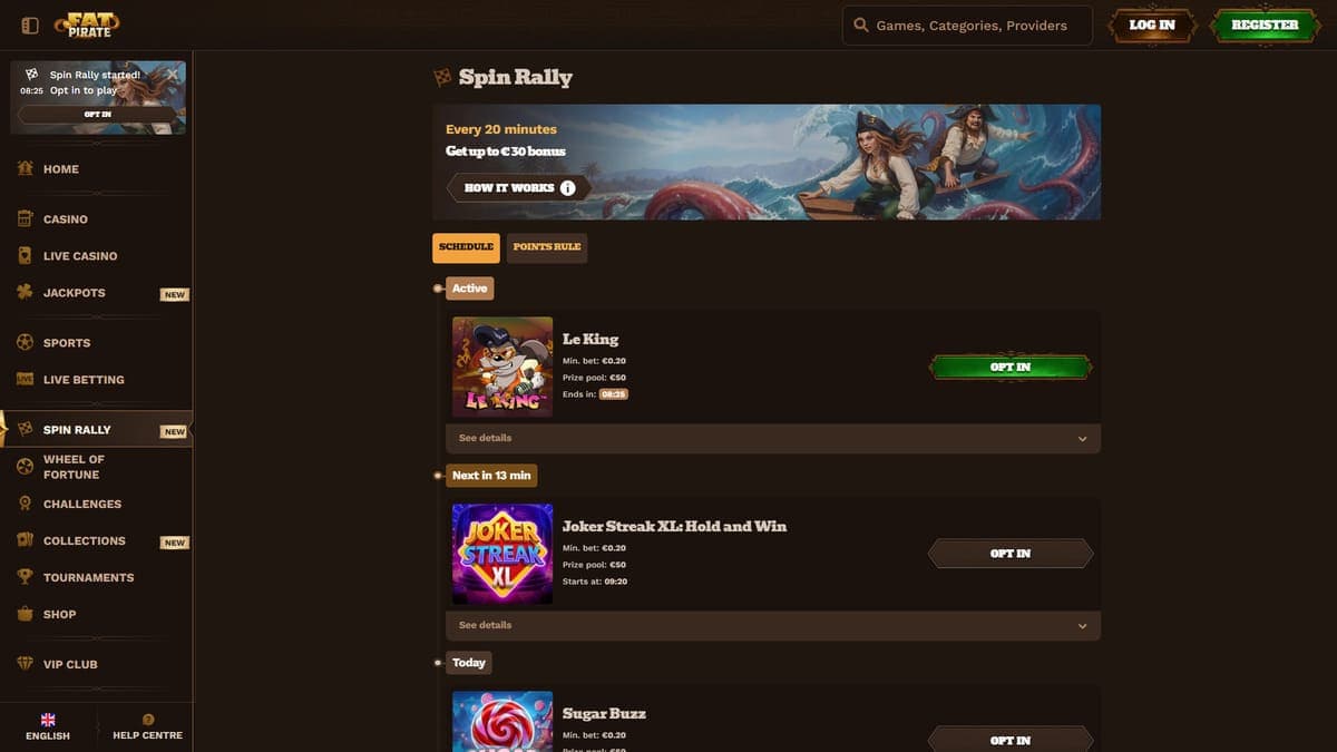 Spin rally FatPirate Casino