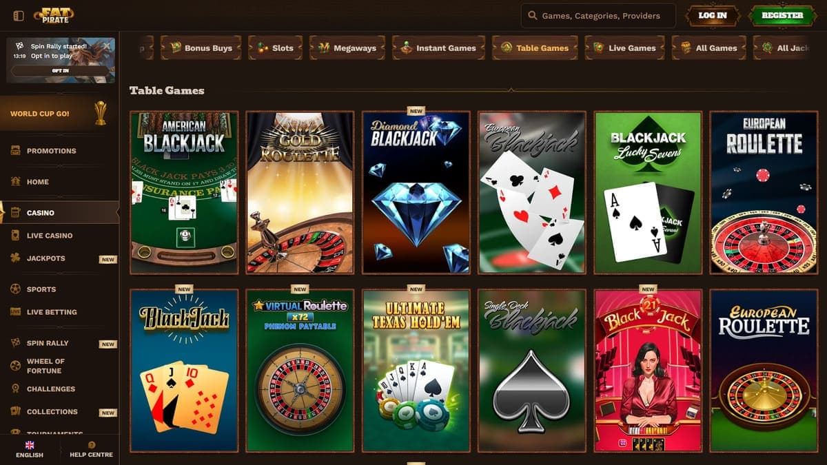 Table games FatPirate Casino