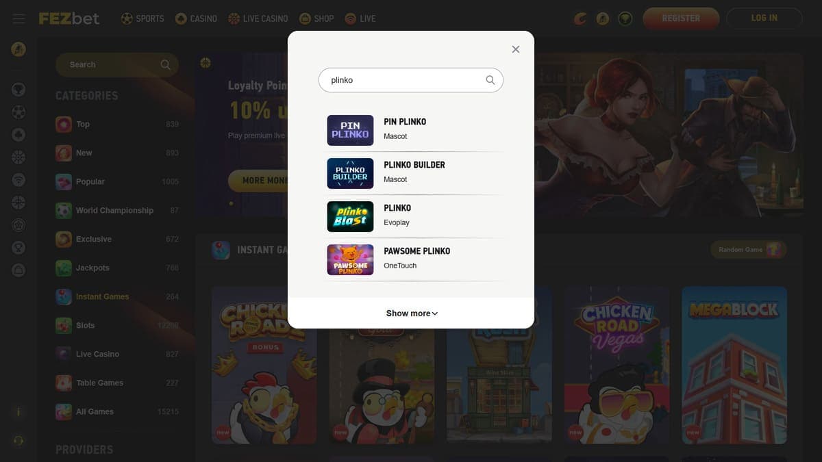 Mini games Fezbet Casino