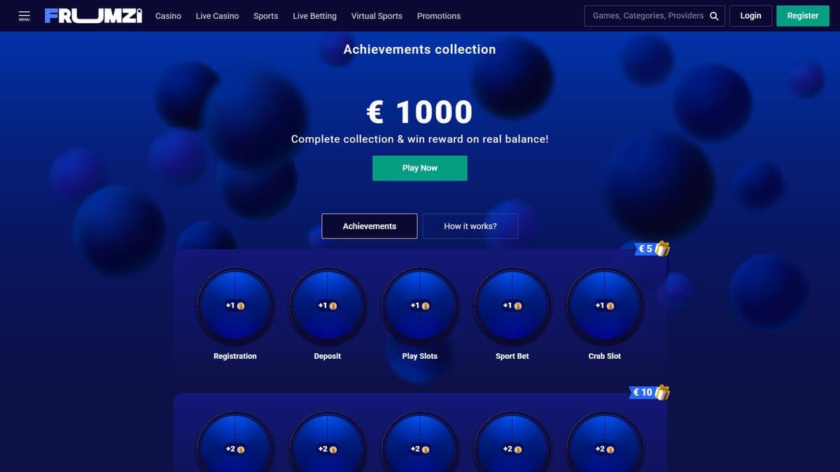 Achievements Frumzi Casino