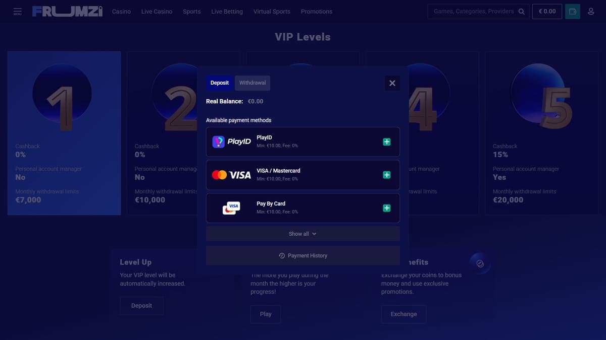 Deposit Frumzi Casino
