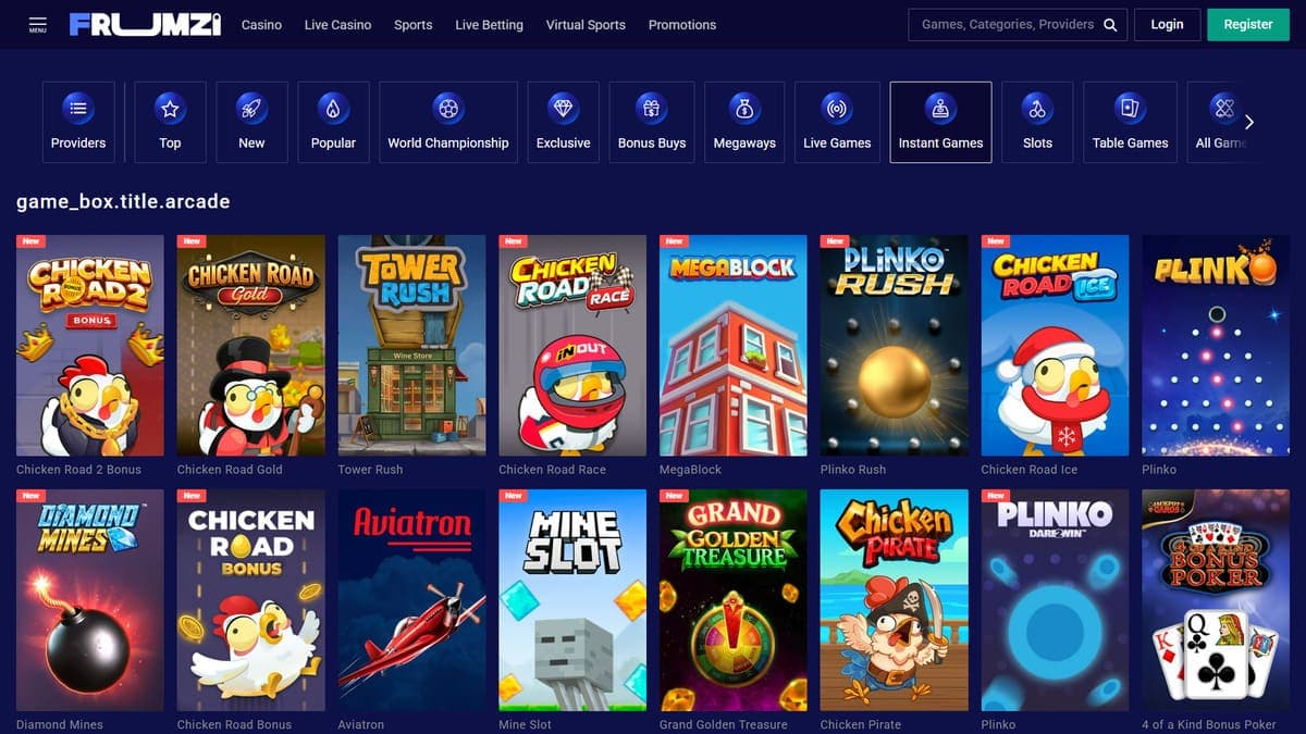Mini games Frumzi Casino