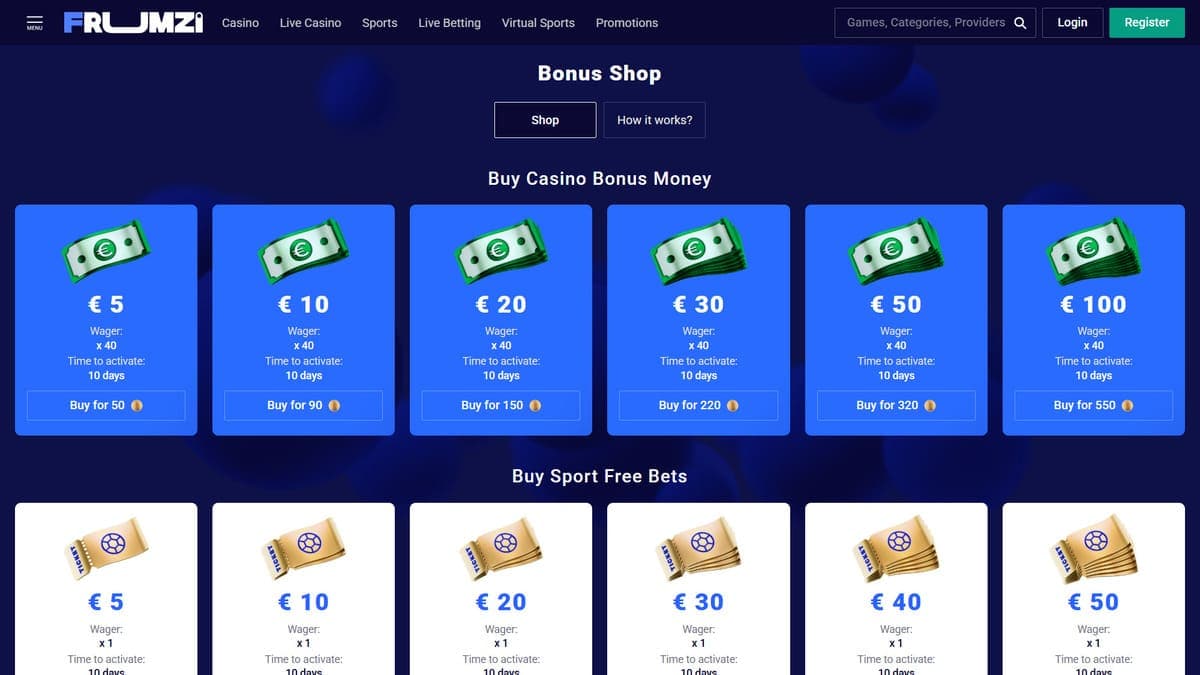 Shop Frumzi Casino