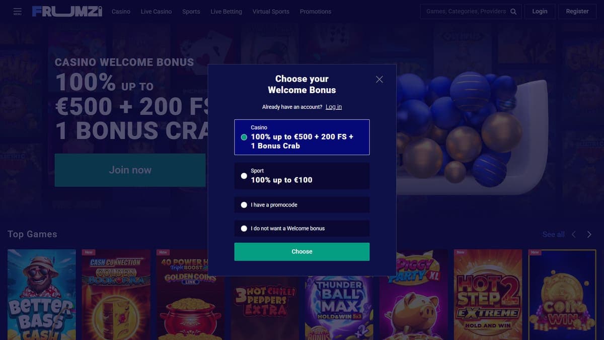 Registration Frumzi Casino