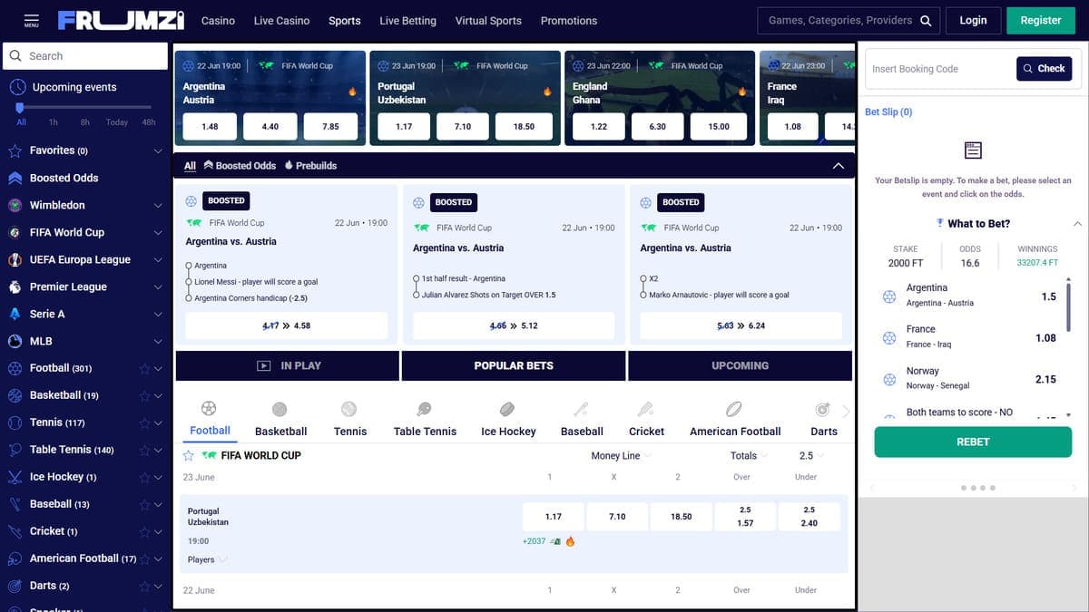 Sports betting Frumzi Casino